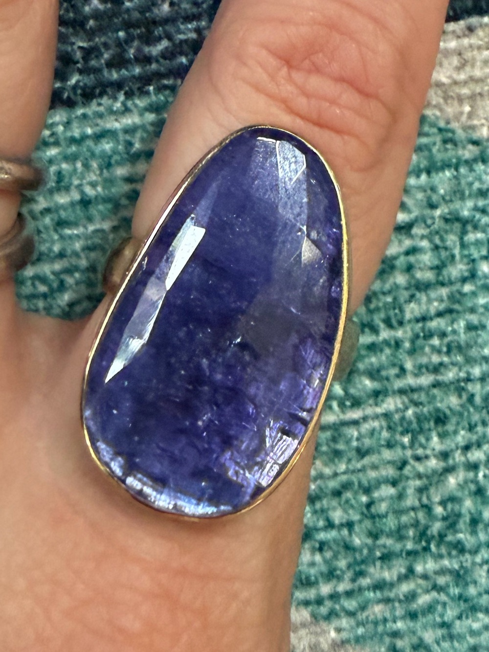 Jamie Joseph Tanzanite Blue/Purple flash with Gold Bezel